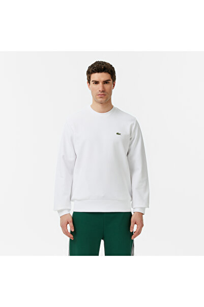 Lacoste Erkek Classic Fit Bisiklet Yaka Beyaz Sweatshirt