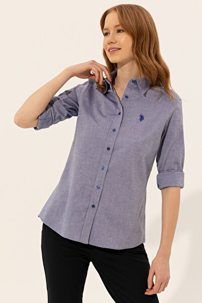 U.S. Polo Assn. Women's Blue Long Sleeve Basic Shirt 50246452-Vr212