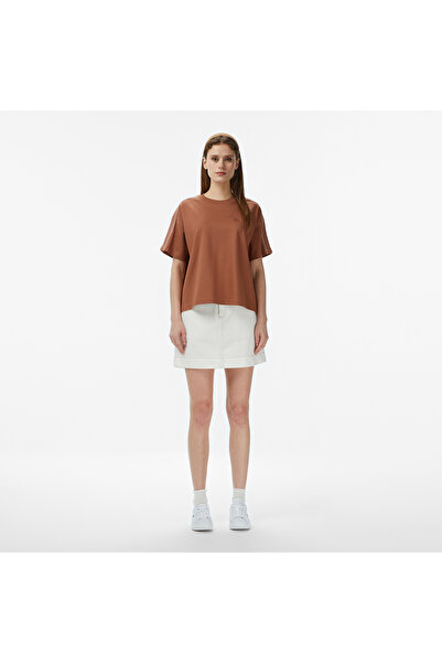 Lacoste Kadın Classic Fit Denim Krem Etek