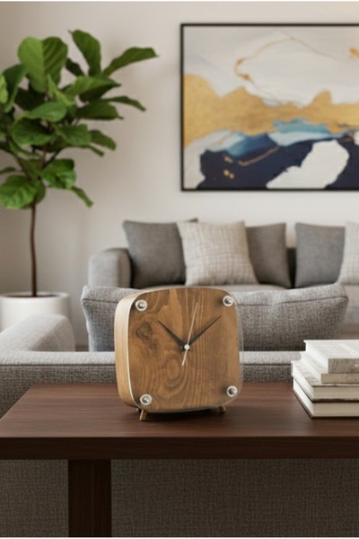 FH finehome Ahşap Masaüstü Oval Saat