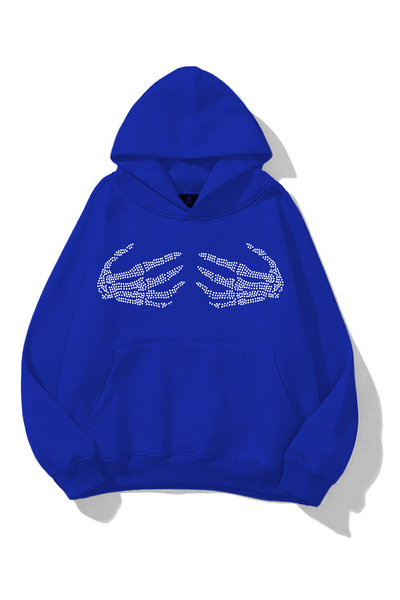 Flaubert -Unisex Lines Printed with Stones on the Hand Sweatshirt 3 Thread Co...