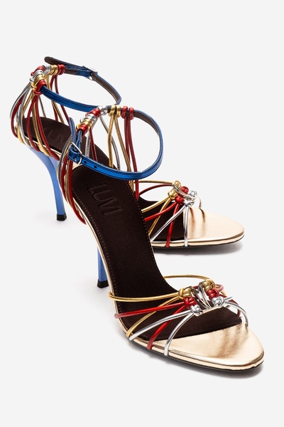 LuviShoes ARONA Gold Multi pentru femei pantofi cu toc