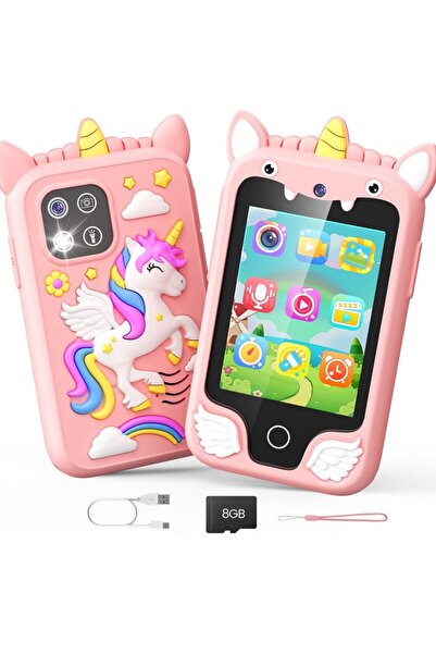 Tastech Çocuklar için Eğitici Telefon Dokunmatik Ekran Çift Kameralı Fenerli ...