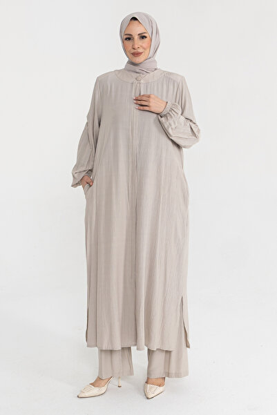 KADEEM Mercan Tunic Trousers Set Viscose Star Fabric Stone- 422607