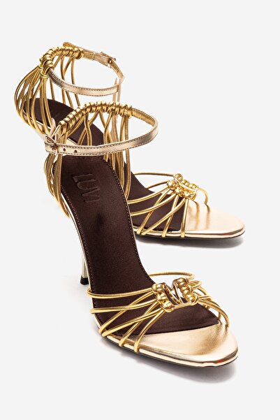 LuviShoes Arona Gold Women's Heeled Shoes