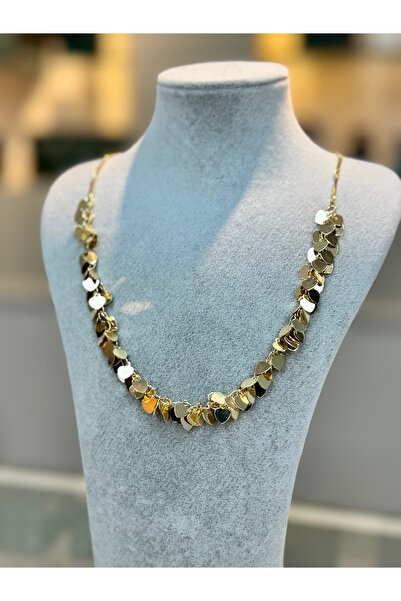 LEVİVA Kalp Detaylı Pullu Gold Kolye