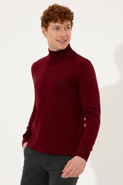 U.S. Polo Assn. Men's Burgundy Turtleneck Basic Knit Sweater 50253449-Vr014