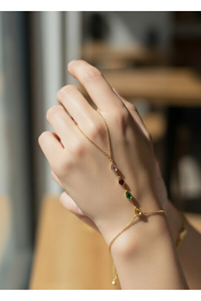 BİJU YILMAZ Vip Gold Colored Drop Stone Shahmeran - 26Shm67