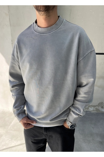 DIFRANSEL JEANS Men's Washable Crew Neck Oversize Sweatshirt