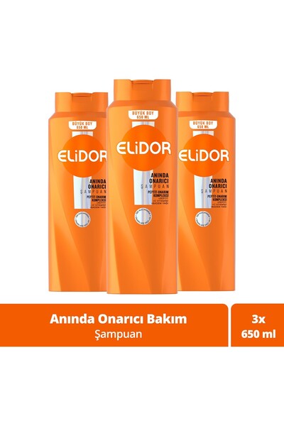 Elidor Anında Onarıcı Bakım Saç Bakım Şampuanı 650 ml x 3 Adet