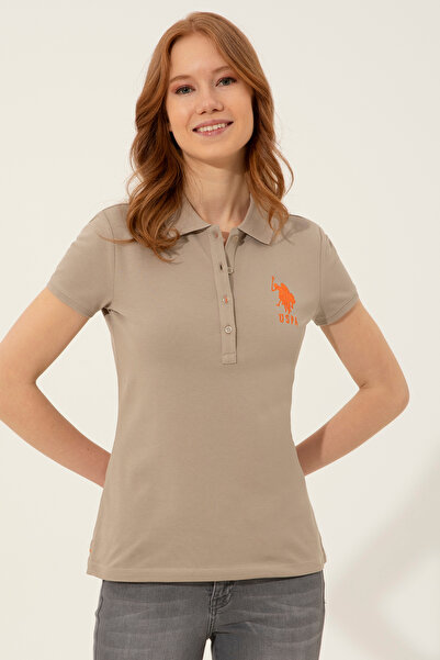U.S. Polo Assn. Women's Khaki Basic Polo Collar T-Shirt 50248991-Vr027