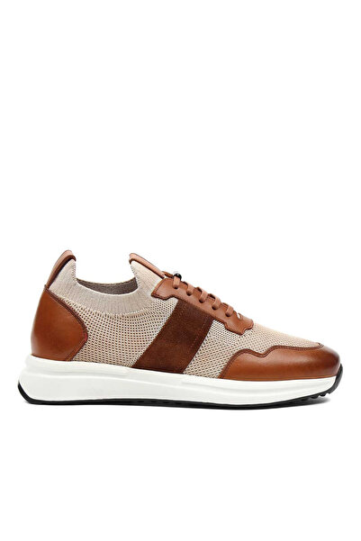 Celal Gültekin Erkek Taba Bej Bağcıklı Deri Sneaker