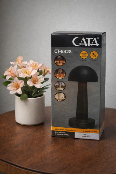 Cata LİZBON ŞARJLI-DOKUNMATİK-3 FARKLI IŞIK MODU-SİYAH MASA LAMBASI