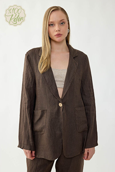 Vitrin 100% Linen Single Button Pocket Jacket