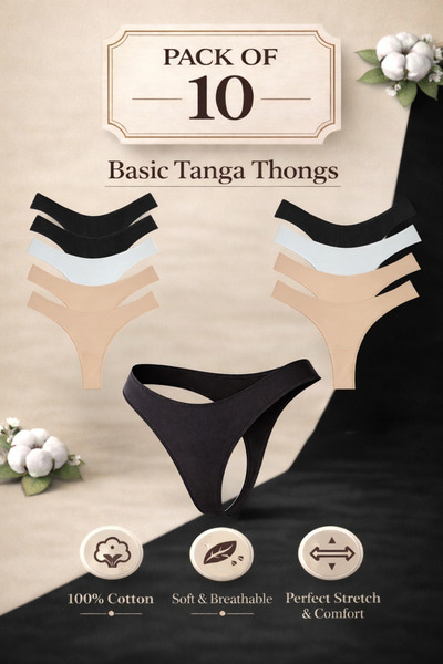 Yohannes Club Women'S, Cotton Basic Thong Panties, Classic, Soft Textured Fem...