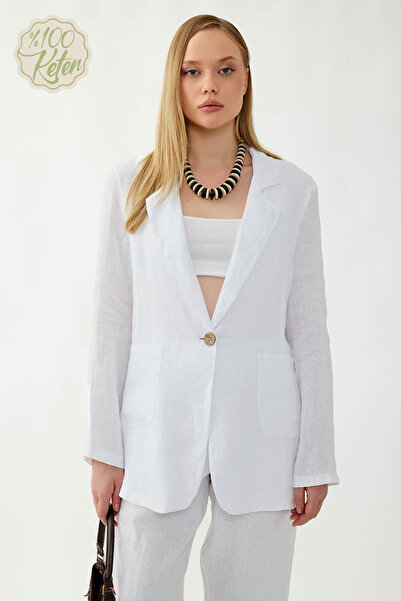 Vitrin 100% Linen Single Button Pocket Jacket