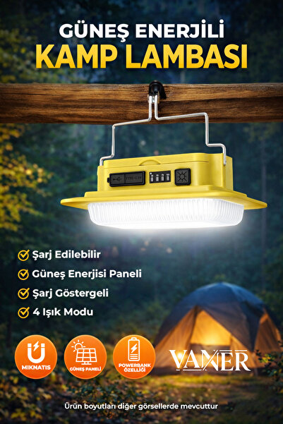 VANER PANTHER ŞARJLI GÜNEŞ ENERJİLİ KAMP LAMBASI