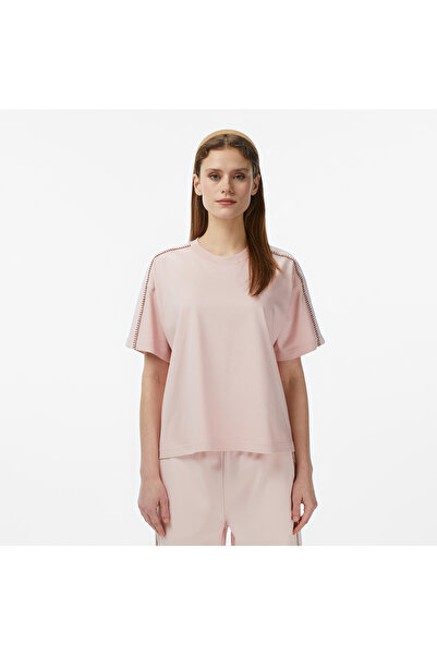 Lacoste Kadın Loose Fit Bisiklet Yaka Açık Pembe T-Shirt