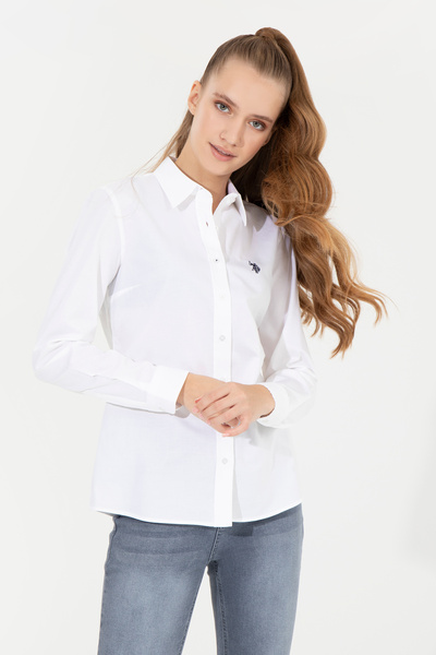 U.S. Polo Assn. Women's White Long Sleeve Basic Shirt 50256716-Vr013