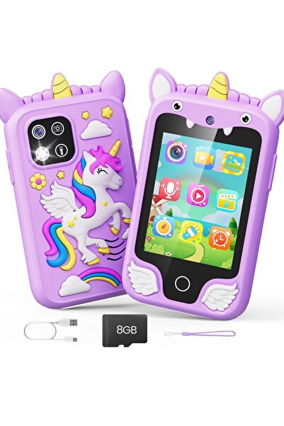 Tastech Çocuklar için Eğitici Telefon Dokunmatik Ekran Çift Kameralı Fenerli ...