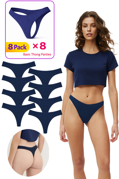 Yohannes Club Women'S, Cotton Basic Thong Panties, Navy Blue, Feminine and Fl...