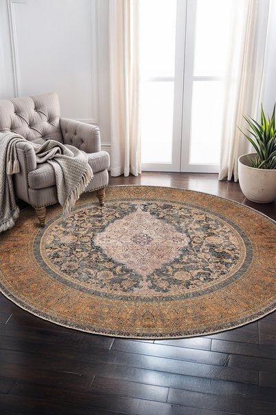 BigArts Home Eskitme Vintage Desenli Salon Mutfak Halısı Kaymaz Taban Yolluk ...