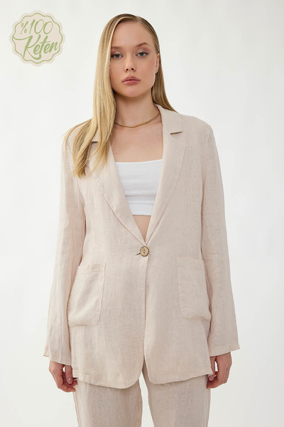 Vitrin 100% Linen Single Button Pocket Jacket