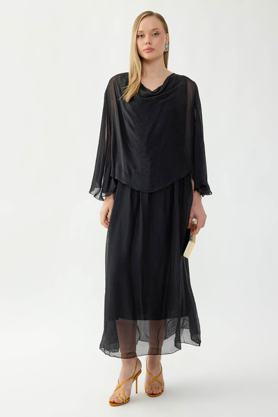 Vitrin Lined Long Silk Dress