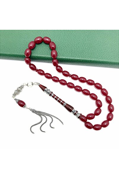 KANUNİ TESBİH سبحة من العنبر الفاخر بنقش النقشة الفضية