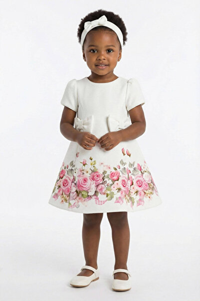 Pamina فستان - أبيض - ناعم بطبعة زهور مع اكسسوار شعر