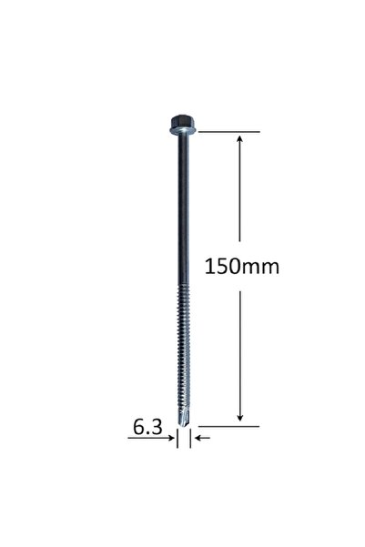 Gray Square Surub Autoforant Cap Hexagonal 6.3x150mm Zincat Partial Filetat- ...