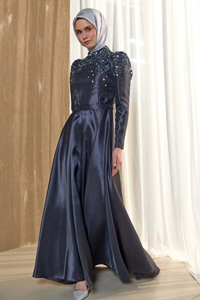 Setrms İşlemeli Tafta Abiye Elbise