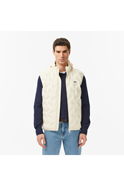 Lacoste Erkek Regular Fit Dik Yaka Kapitone Bej Yelek