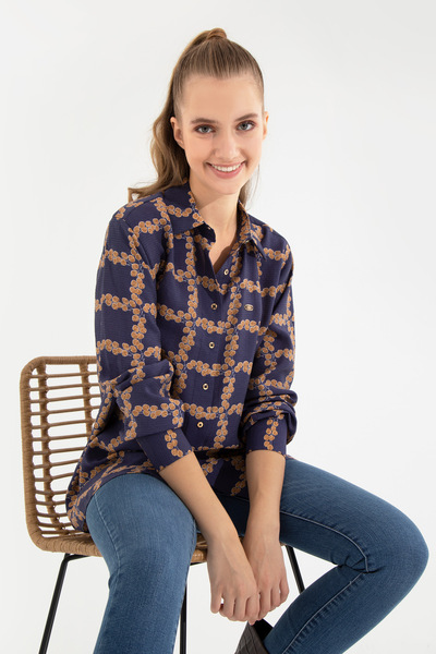 U.S. Polo Assn. Women's Blue Long Sleeve Shirt 50253845-Vr212