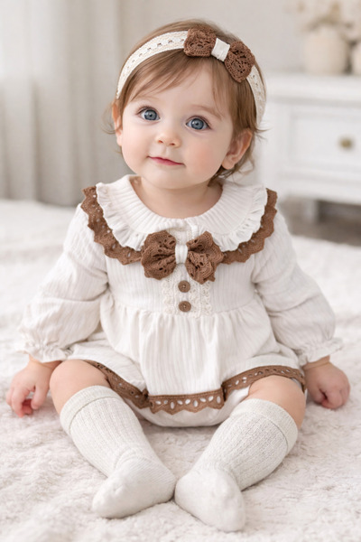 cayzen Adel Girls' Romper (Socks and Bandana) with Accessories 184