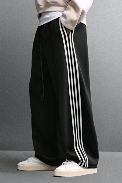 North London Men's Three-Thread Barrel Stripe Oversize Comfortable Sweatpants