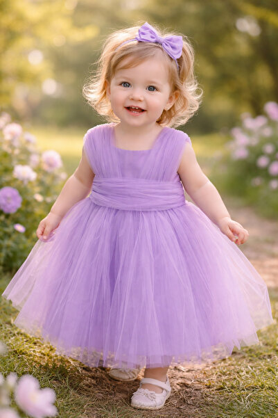 BEYAZ BEBE Kız Bebek Tüllü Astarlı Abiye Elbise