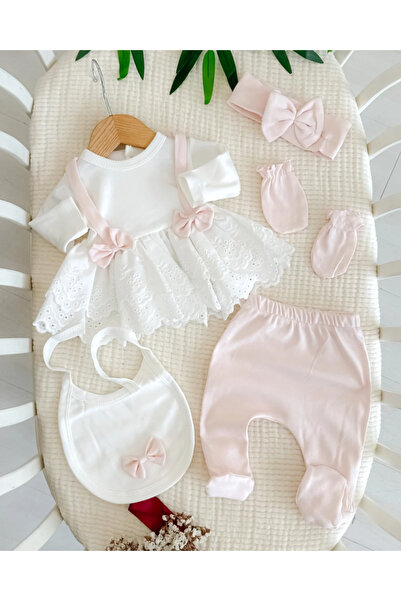 hümabebe Mina çift fiyonk detay premium yenidoğan 5li hastane çıkışı