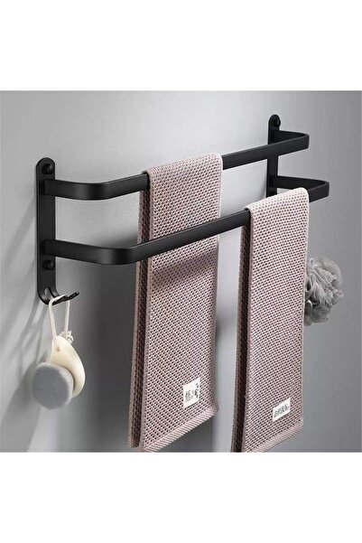 zola Wall towel rail, stainless steel, 2 arms, 60x11x17.5 cm, black