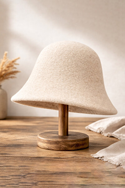Külah Beige Wool Bell Hat – Minimal Bell Hat |   Soft Form Series
