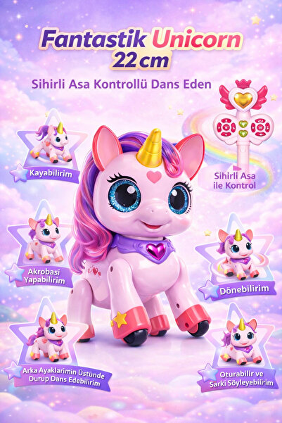 YILDIRIM OYUNCAK Sihirli Asa Kontrollü Fantastik Unicorn 22 cm | Şarjlı Dans ...