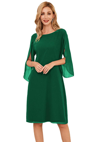GRACE KARIN Elegant dress, above the knee, 3/4 sleeves, green M