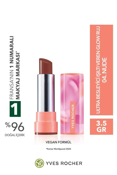 Yves Rocher Ultra Besleyici Glow Bitişli Nemlendirici Işıltılı Ruj Vegan 3,5 g
