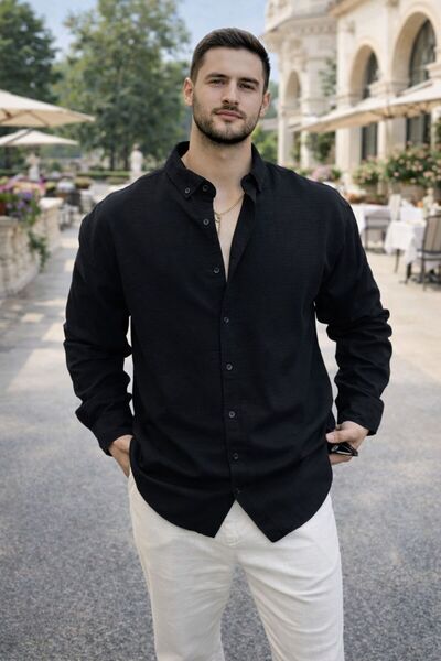 Quafash Men's Oversize Linen Look Shirt