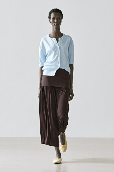 Massimo Dutti Kontrast dökümlü midi etek