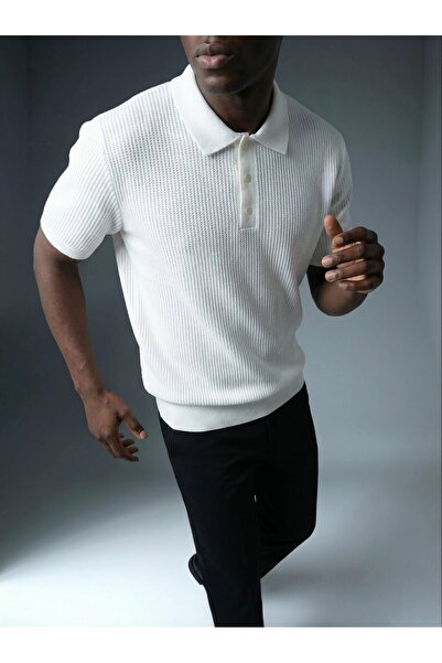 KHAYN Men's Slim Fit Polo Collar Buttoned Knitwear T-Shirt K8029Tt