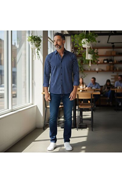 Aycan Fourmen Four Men Cotton Fabric Classic Fit Collar Buttoned at the Botto...