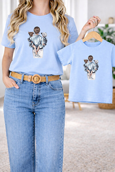 LORVEX Mother & Child Twin T-Shirt - Mother Child Combination Oversized T-Shi...