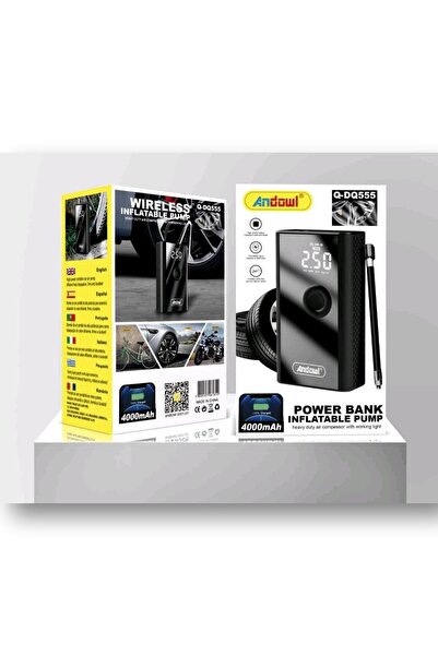 Andowl Pompă de Aer Digitală Q-CQ116, Portabilă, Afișaj LCD, pentru Mașină, B...