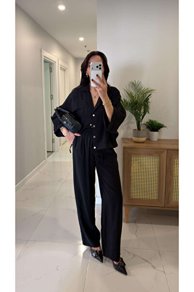BİRCANÇİL Frens Black Tensel Pants Set